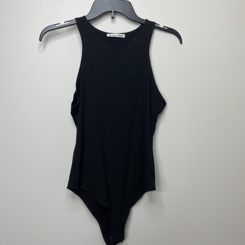 Reformation Jeans Women's Ribbed Bodysuit Black Size Medium - Picture 2 of 12